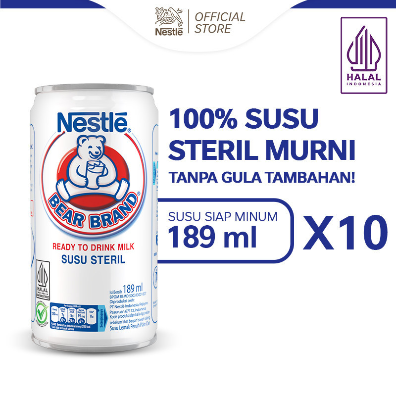 

BEAR BRAND Susu Kaleng Susu Beruang Susu Steril 189ml 10 pcs