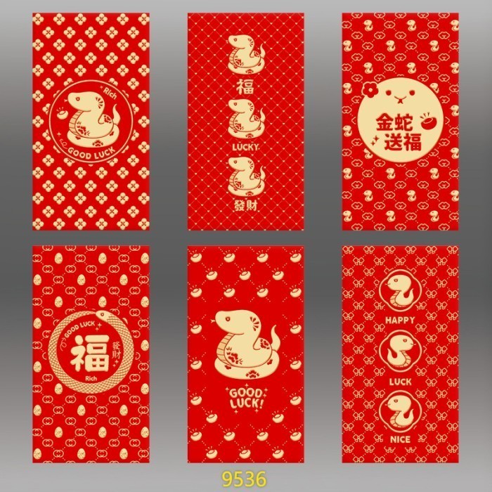 

NEW Angpao Merah Panjang Ular 2025 isi 6 Angpau Sincia Uler Red Pocket Amplop Ampau Imlek Murah Gros - 9536 MERAH PJG