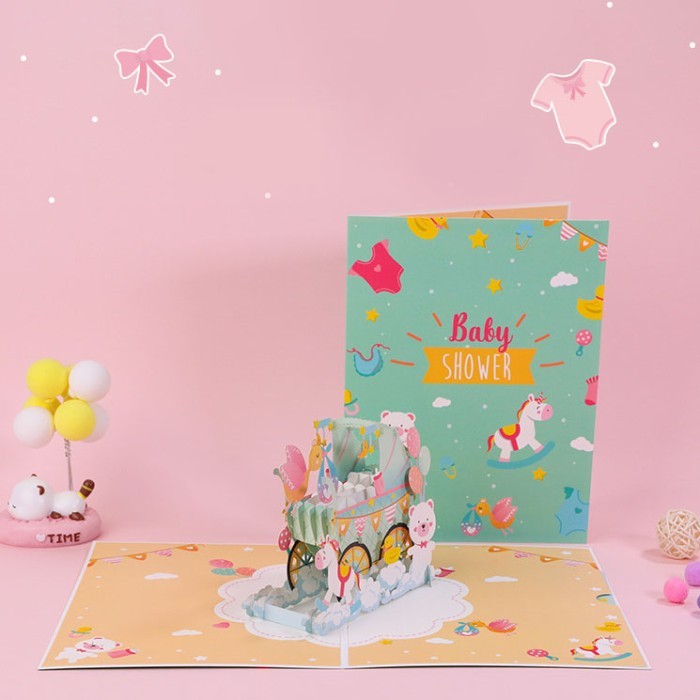 

Kartu Pop Up 3D Baby Shower Selamat Bayi Baru Lahir