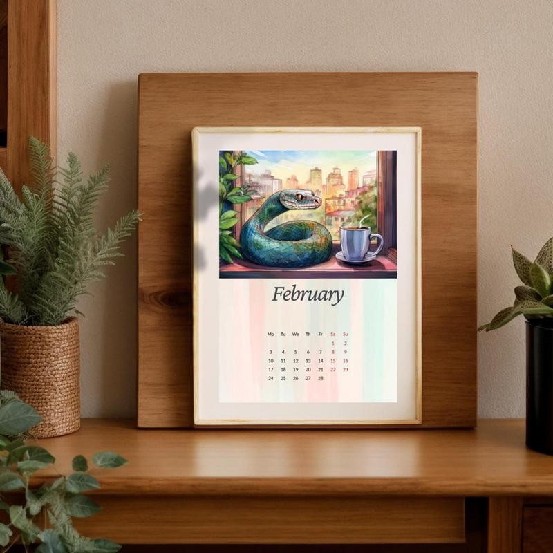 

2025 Snake Wall Calendar 12 Months Wall Monthly Calendar Wall Planner Snake Calendar Paper Planning Organizing Bright Flipping