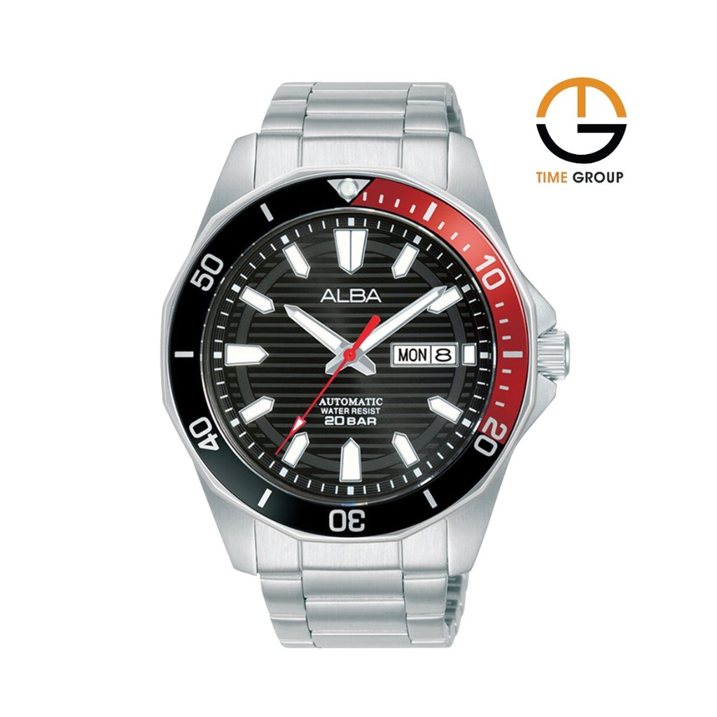 JAM TANGAN PRIA ALBA MECHANICAL AL4457 AL4457X1 AUTOMATIC BLACK DIAL STAINLESS ORIGINAL