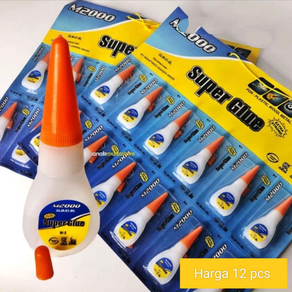 

12 pcs / papan Super Glue Lem Korea Lem Super Kuat Serbaguna