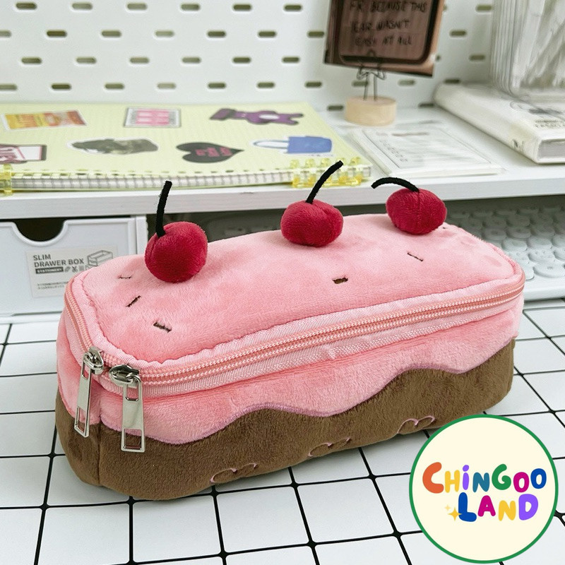 

Chingooland Cherry Cake Pencil Case Tempat Pensil Pouch Kue Korea Lucu Premium