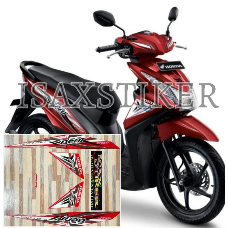 striping original Honda beat FI merah red tahun 2015