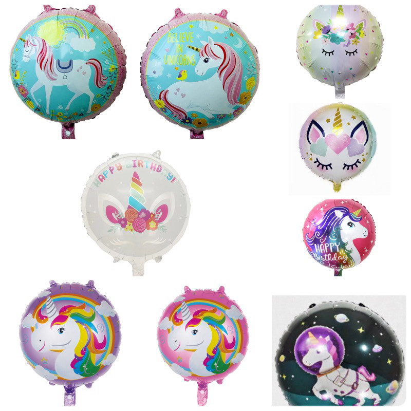 KKL Balon bulat karakter Unicorn 40cm satuan