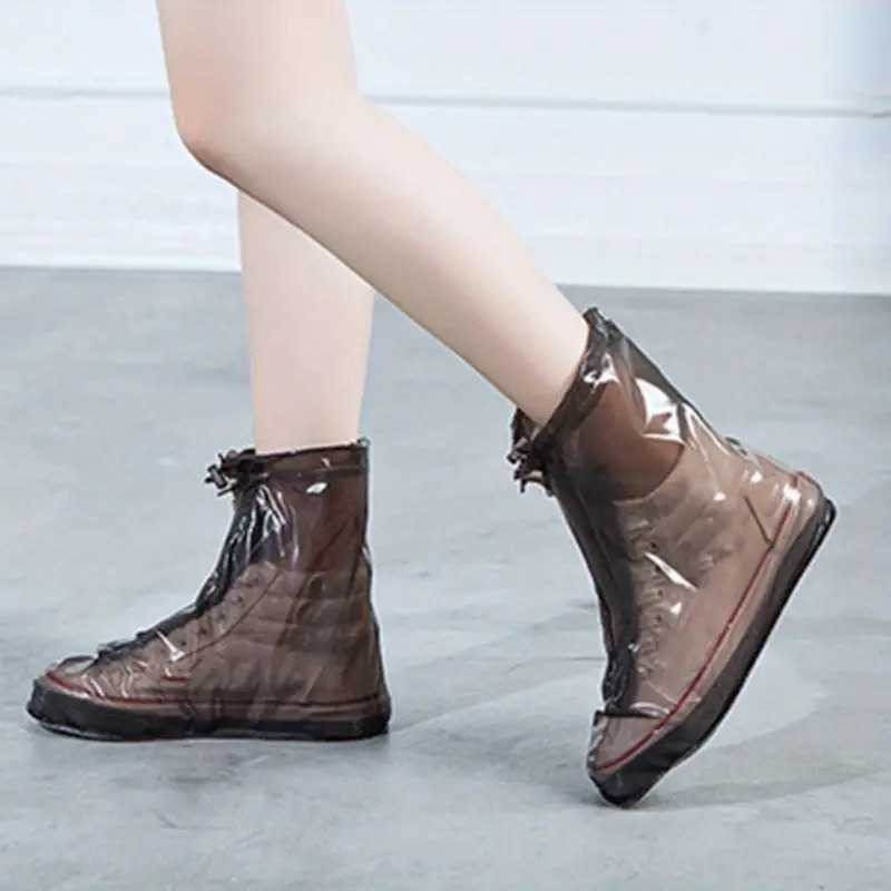 COD Cover Jas Hujan Pelindung Sepatu Waterproof Anti Air Hujan Non Slip Bahan Karet PVC Dengan Zippe