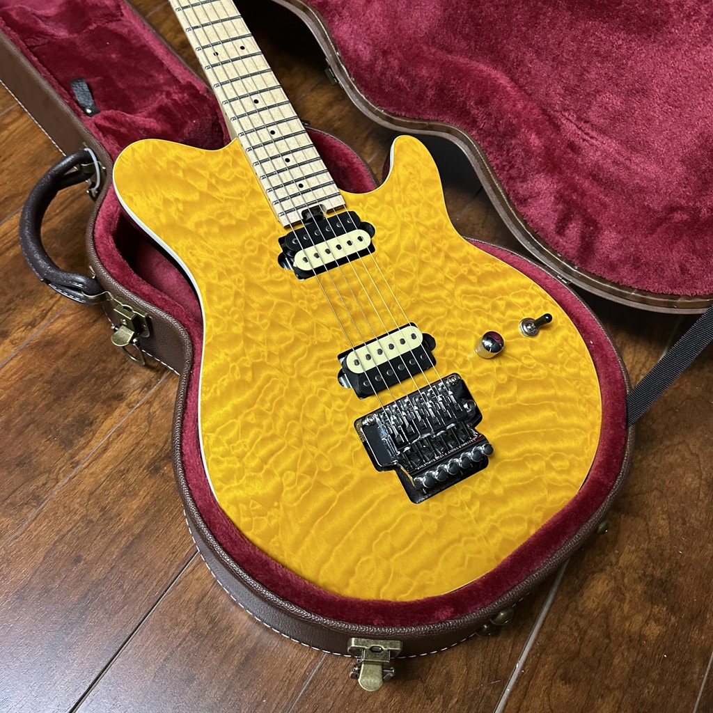 Musicman olp Gold Orange Quilted Maple Top Electric Guitar Solid Mahogany Body With Floydrose Tremol