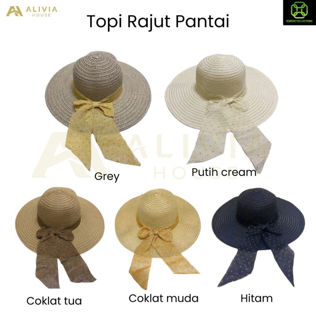 Topi pantai Dewasa rajut pita Topi Pantai wanita