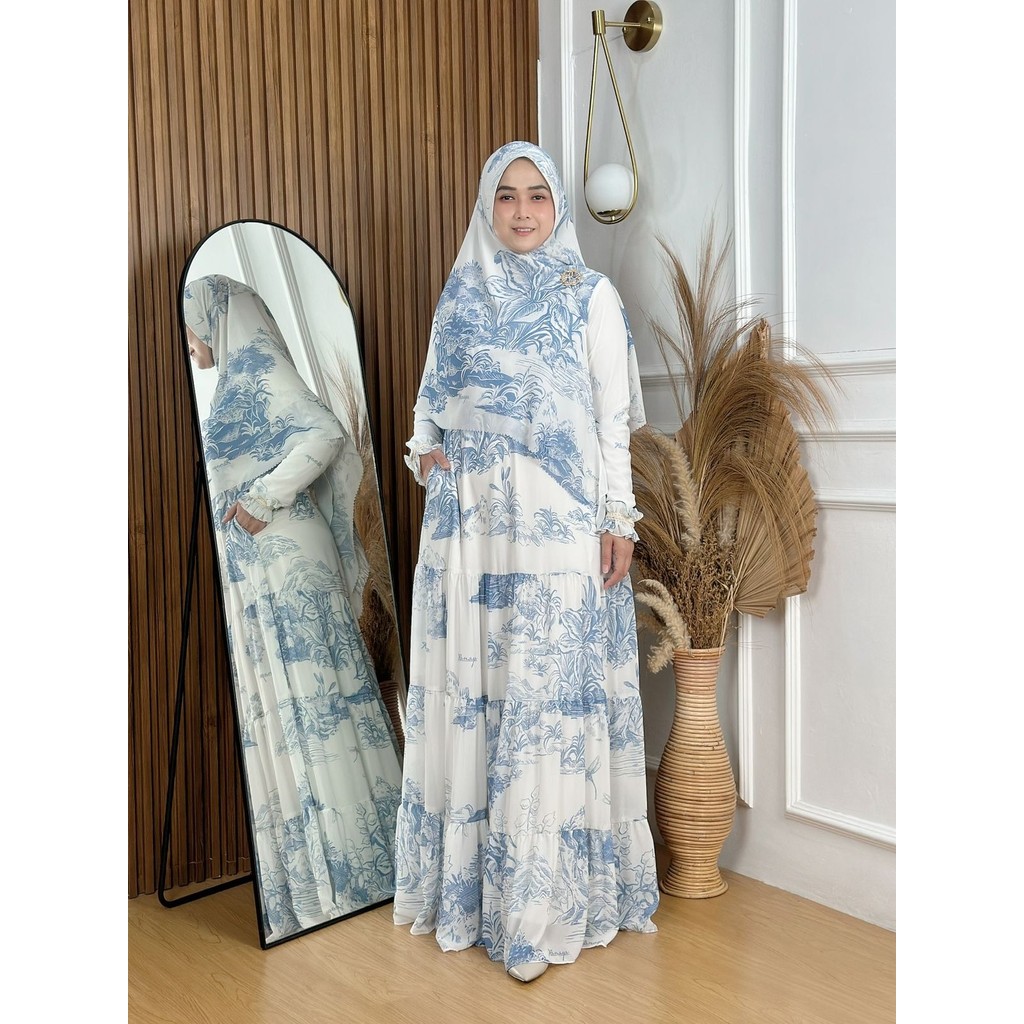 Gamis Umroh Haji Set Syar'i Icy Forest Full Printing Premium Best Seller By RANAYA