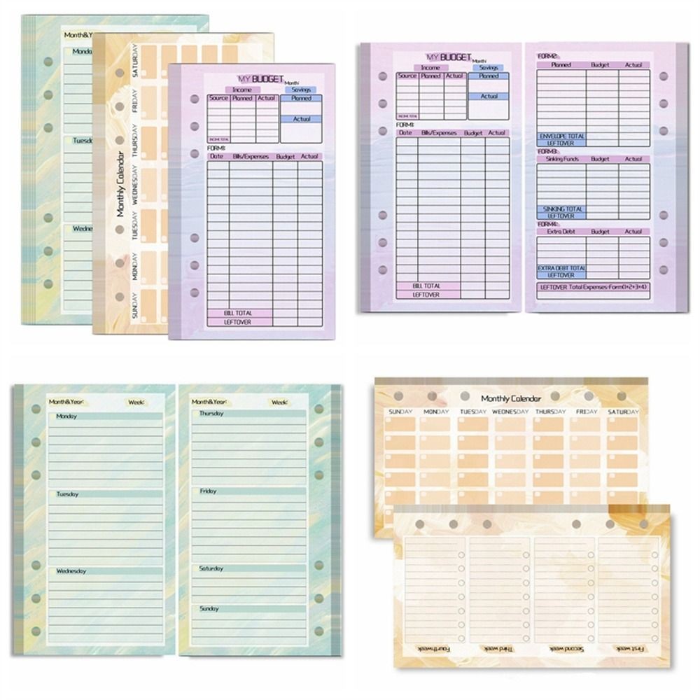

A6 Loose Leaf Notebook Refill Spiral Binder Inner Page Money Saving Weekly Monthly Inside Paper Budget Sheet Office Supplies
