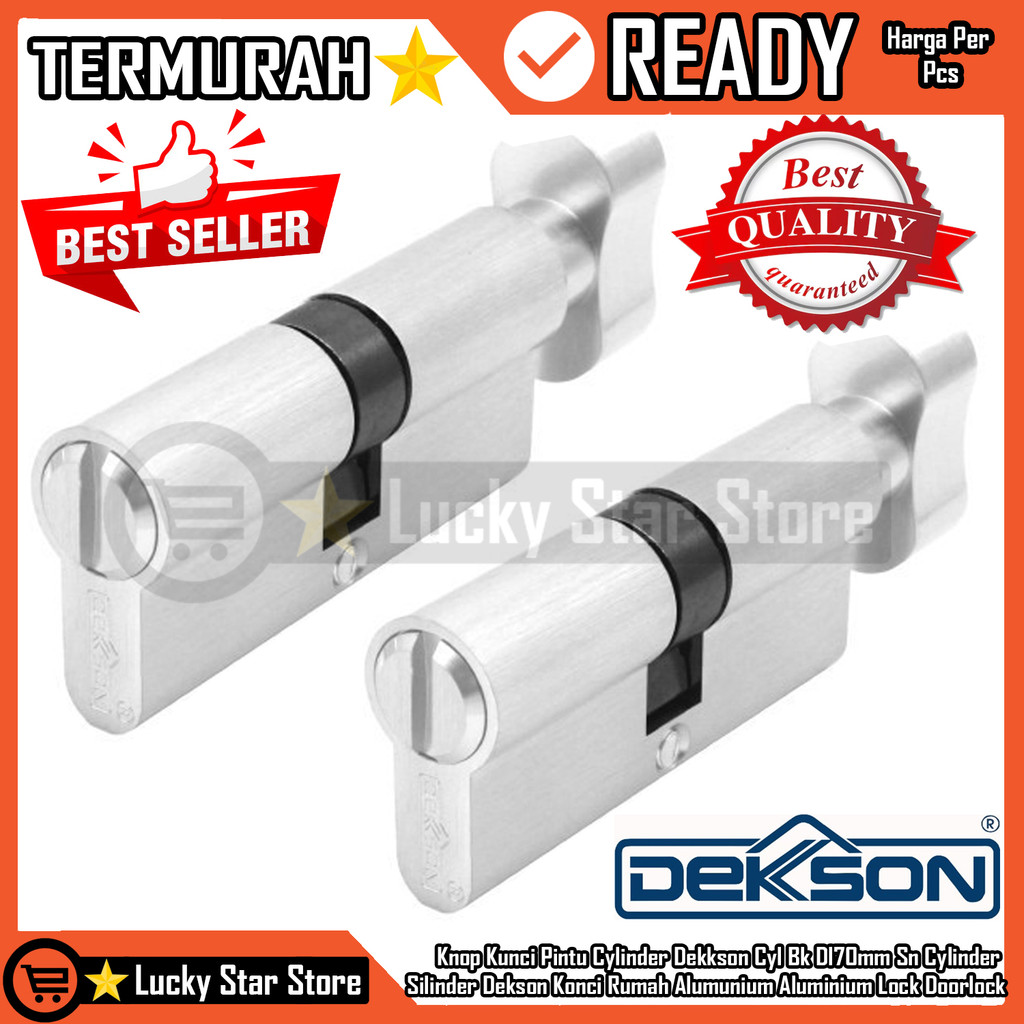 Cilinder Pegangan Knop Kunci Pintu Cylinder Dekkson Cyl Bk Dl70mm Sn Silinder Knob Dekson Konci Ruma
