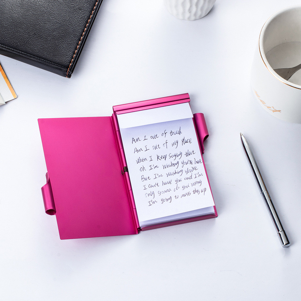 

Clamshell Notebook Metal Memo Pads Pocket Notebooks Notepad With Pen Schedule Do List Writing Plan Reading Page Markers Office