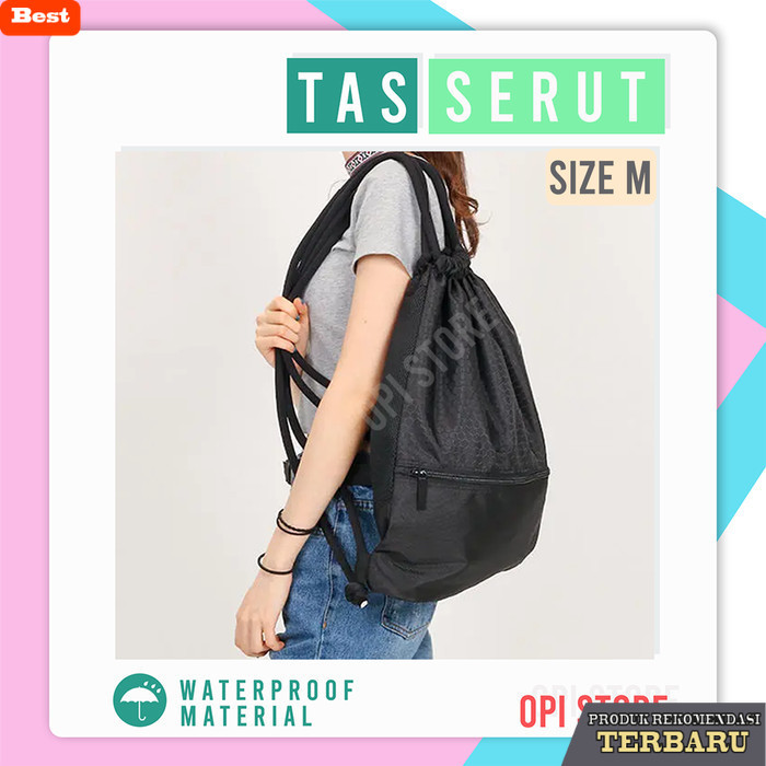 tas ransel pria murah berkualitas TAS SERUT PRIA/ WANITA OLAHRAGA DRAWSTRING BACKPACK SIZE M - HOT P