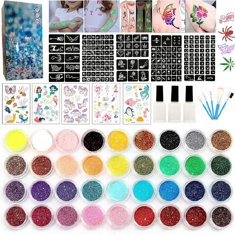 

Diamond Painting Set 200 Tattoo Templates Spray Painted Embroidery Glitter Powder Luminous Body Painting Children'S Home Makeup