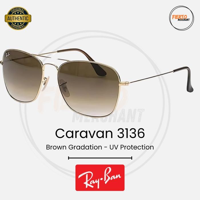 Kacamata Rayban Caravan 3136 Ori/Original Coklat Gradasi Sunglasses Anti UV Protection