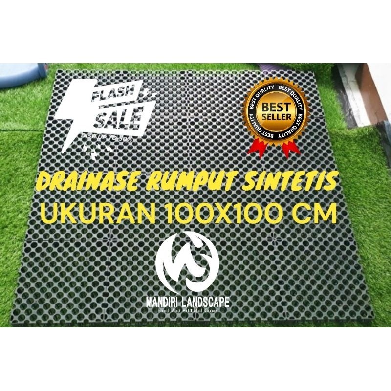 DRAINASE RUMPUT SINTETIS UKURAN 100X100 CM TEBAL 3 CM - ALAS RUMPUT SINTETIS - RESAPAN RUMPUT SINTET