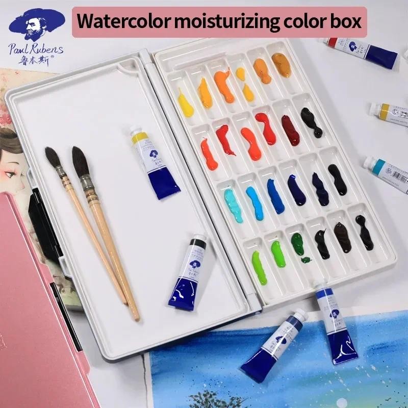 

Paul Rubens Portable Watercolor Palette Empty Palette Cases Moisturizing Painting Tray Box for Watercolor Oil Acrylic Paints