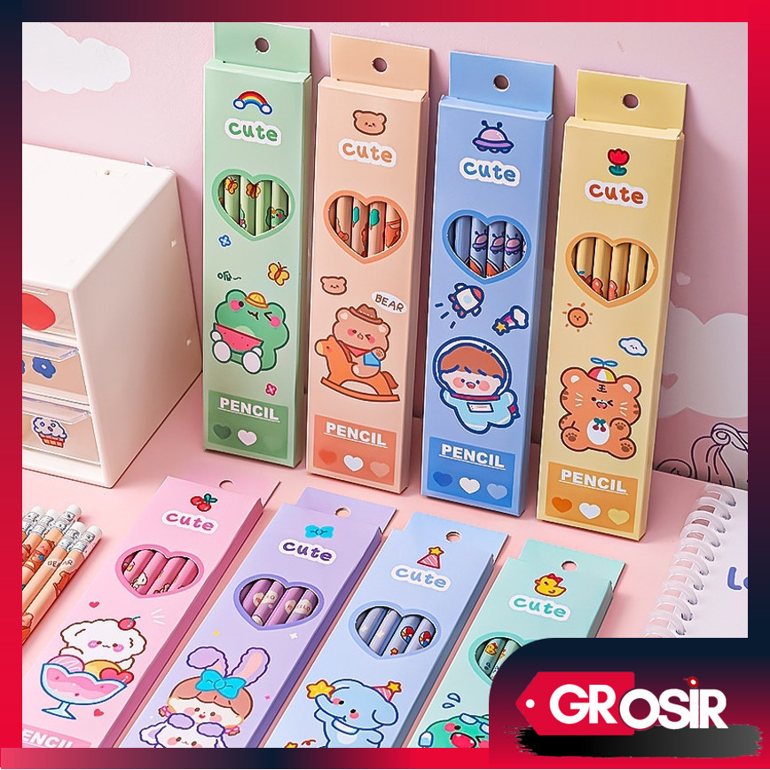 Grosir - S5670 Pensil Set Isi Banyak / Pensil Set Alat Tulis Sekolah Anak Lucu / Pensil Set Pack Cut