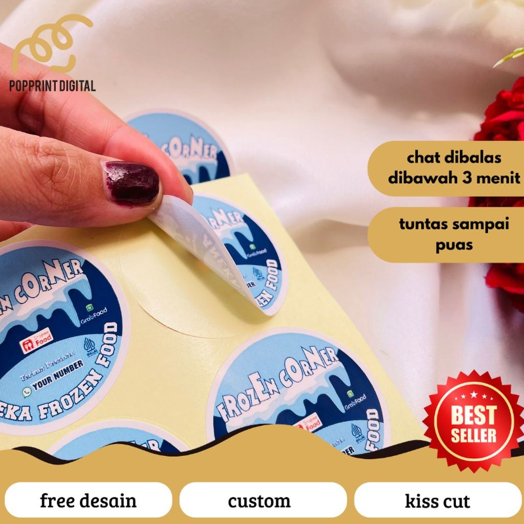 

PopPrints 2-4 Cetak Stiker Chromo Makanan Beku Label Free Desain Frozen Food Daging Bulat Murah Uk.Kecil