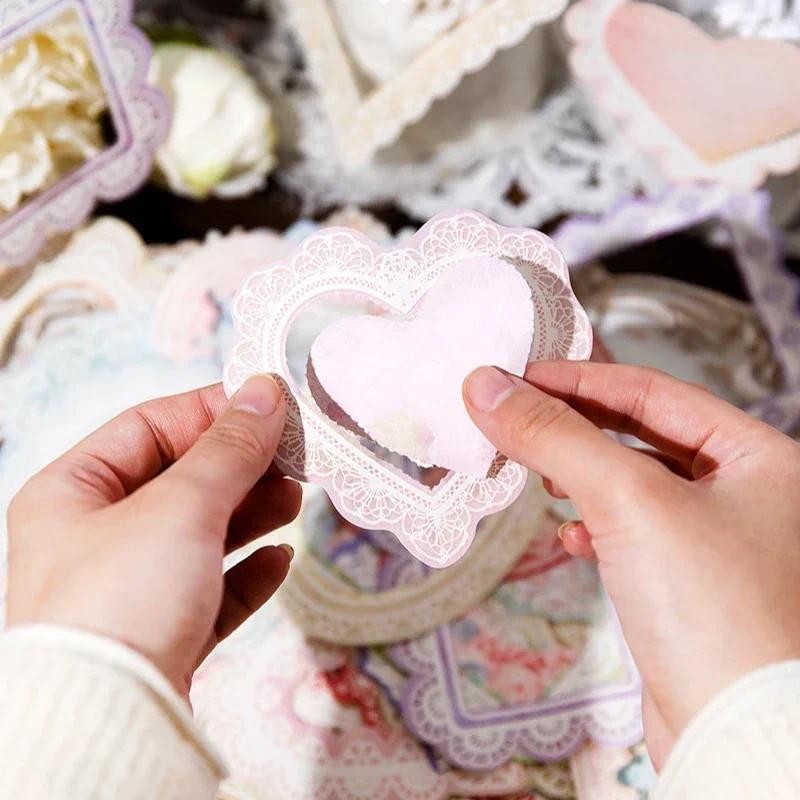 

30Sheets Material Round Dance Waltz Throbbing Heart Rose Flower Decorative Base Paper Stationary handmade 160*109MM