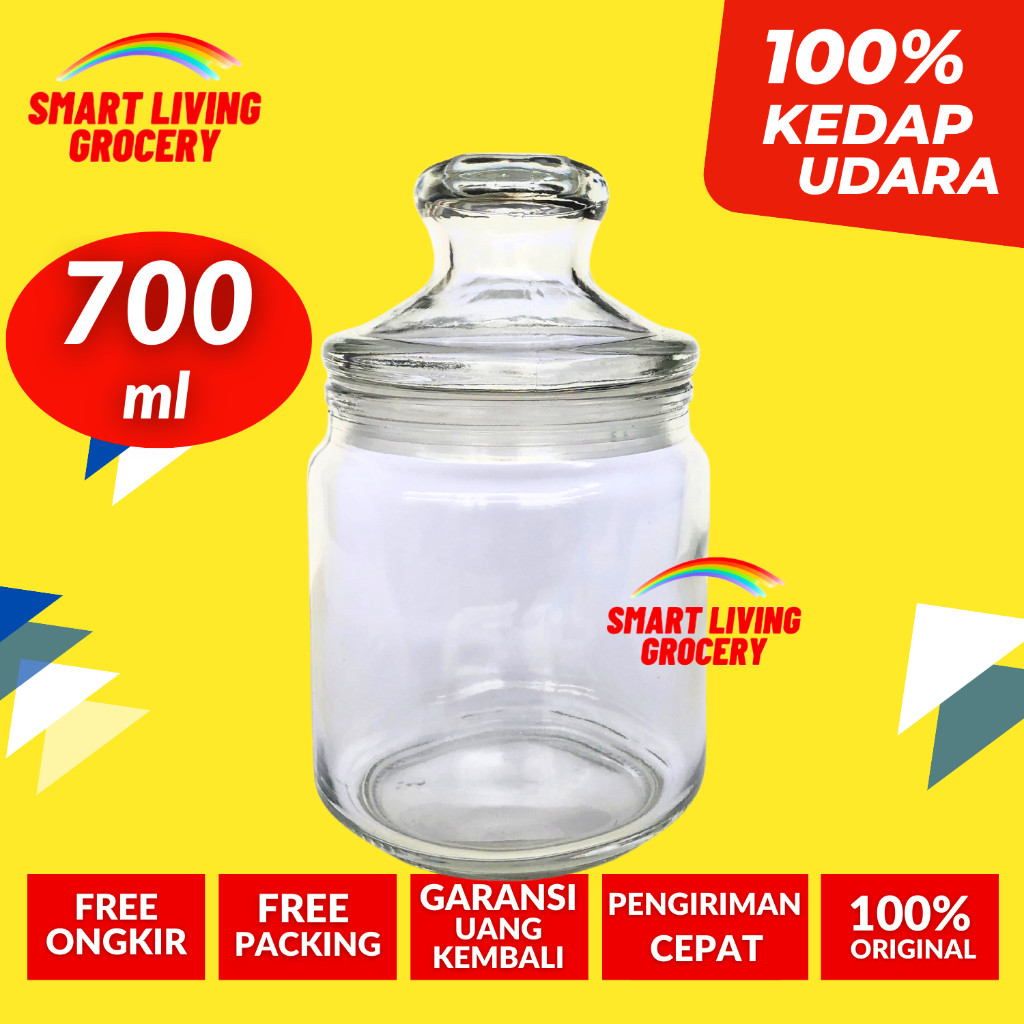 TOPLES KACA KEDAP UDARA 700 ML TUTUP UNIK TOPLES JAR WADAH KOTAK TEMPAT PENYIMPANAN MAKANAN TEMPAT P