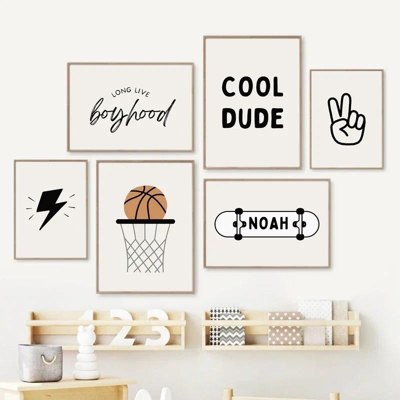 

Simple Boy Basketball Skateboard Sport Children Poster Nursery Printable Wall Art Canvas Painting Picture Baby Kids Room Decor
