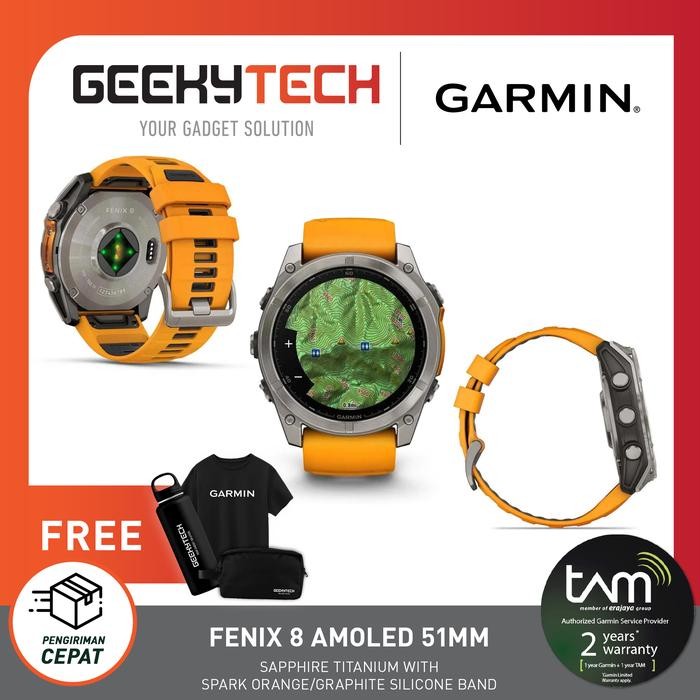 Garmin Fenix 8 Sapphire AMOLED 51mm - Garansi RESMI TAM 2 Tahun - CARBON GREY