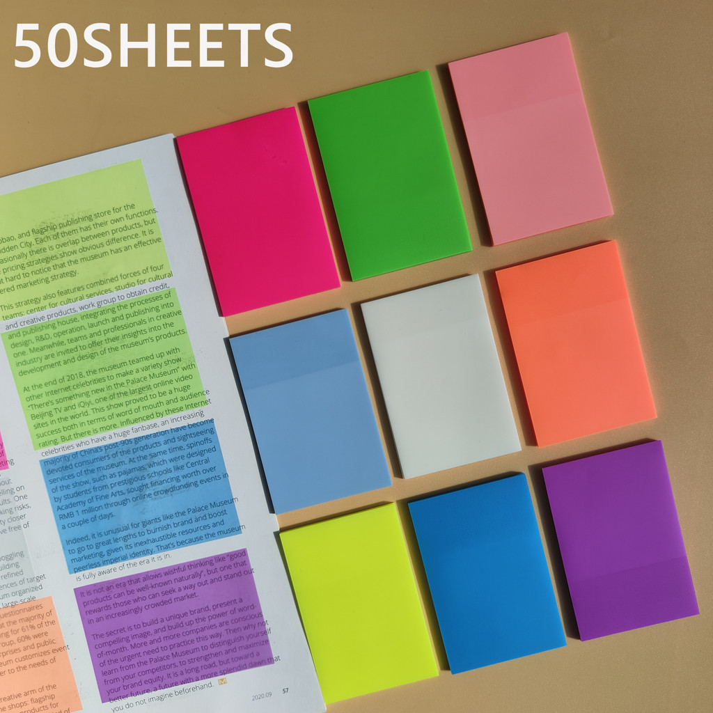 

50 Sheets Stickers Transparent Sticky Notebook Pads Notepads Clear Bookmark Read Book Stationery School Supplie
