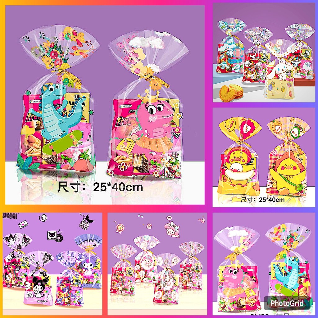 

Plastik Ultah Ulang Tahun dino uk 25x40cm Plastik Opp Kado Gift Warp Goodie Bag Souvenir Plastik Kemasan Permen biskuit Metalik