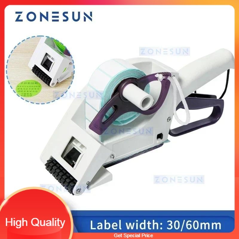 

THE BEST ZONESUN Handheld Label Dispenser Applicator Bottle Adhesive Sticker Manual Labeling Price Tag Labeler Flat Labeller ZS-YH60
