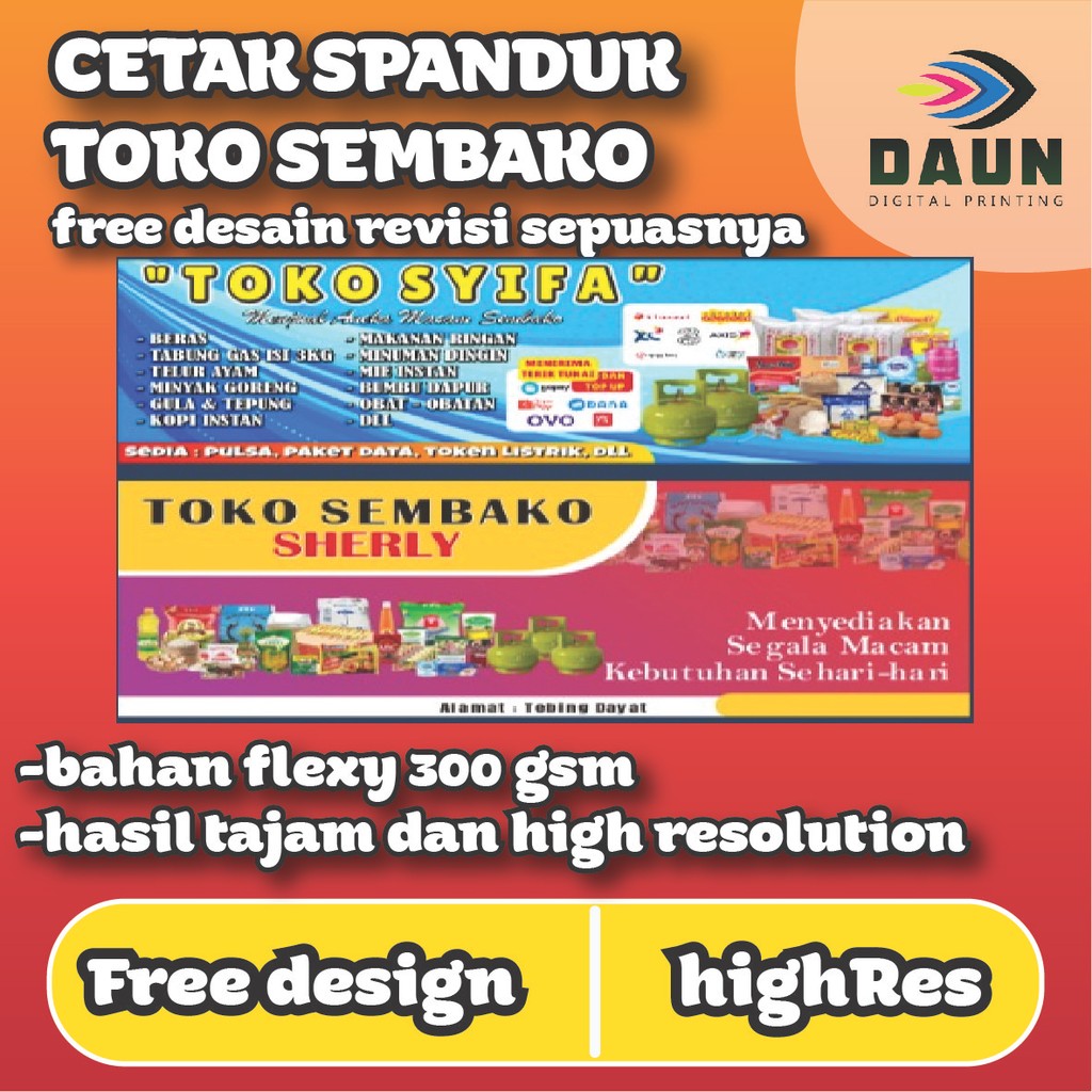Spanduk Toko Sembako / Spanduk Toko Baju Spanduk Toko Pakaian / Spanduk Toko Kue / Spanduk Toko Maka