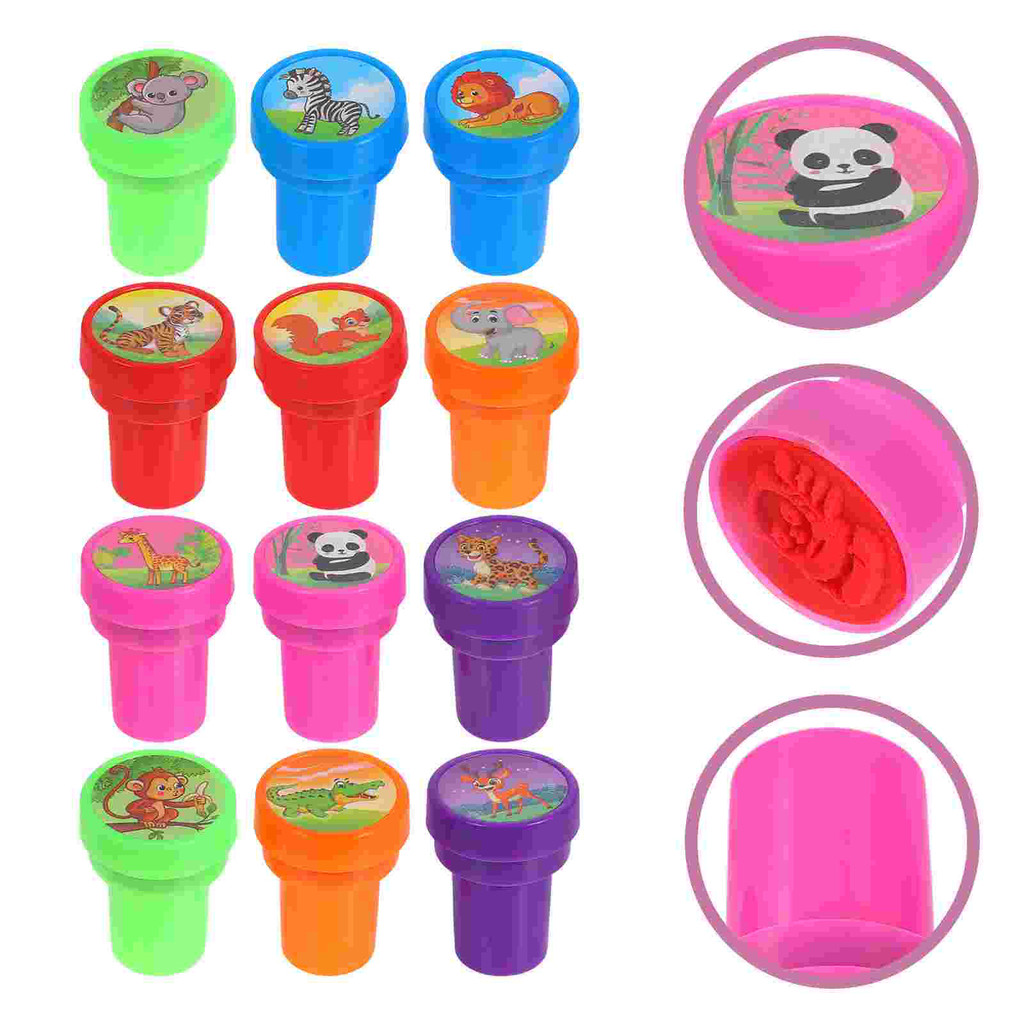 

12 Pcs Cartoon Animal Seal Kid Stamps Kids Toy Self Inking for Toddlers Plastic Teacher Stampers Child