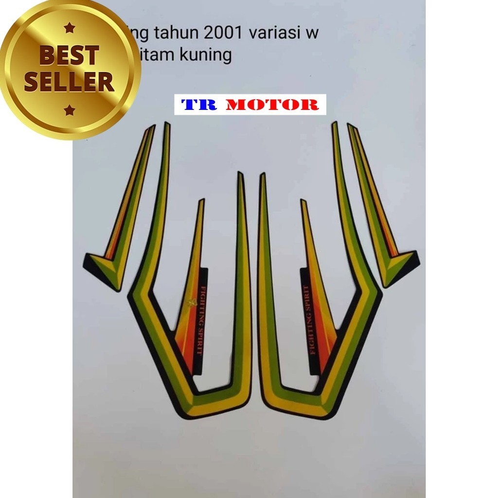 Striping stiker polet list motor rx king 2001 variasi warna hitam kuning lis body motor berkualitas