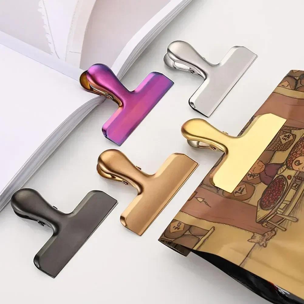 

New 78mm 40mm Multicolor Metal Clamp Paper Clips Student School Office Supplies Stainless Steel Bag Clips Large