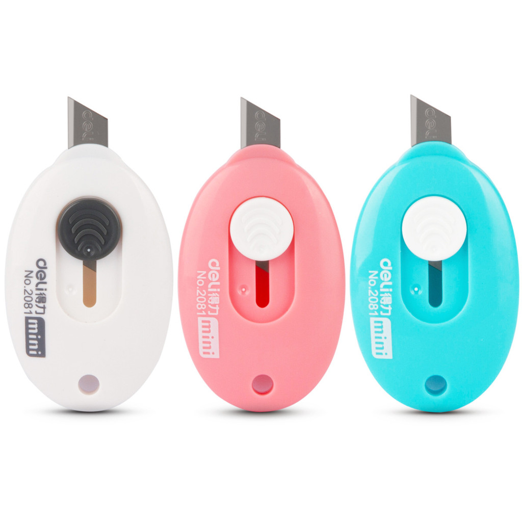 

1/4Pcs deli Cute Color Mini Portable Utility Knife box Paper Cutter Cutting Paper Razor Blade Office Stationery Cutting Supplies