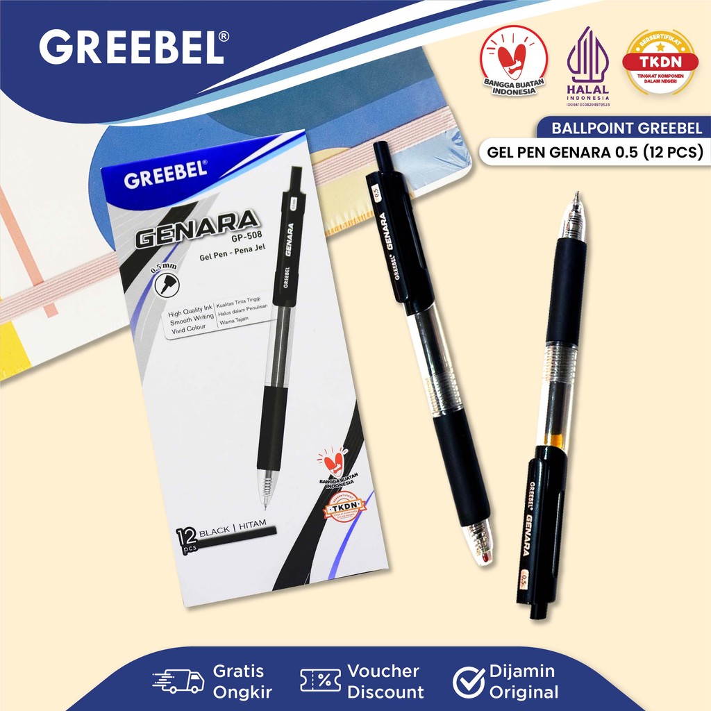 

GREEBEL PULPEN GEL PEN GENARA GP-508 0.5 HITAM / BALLPOINT BOLPEN BOLPOIN PENA GEL / STATIONERY CASTLE
