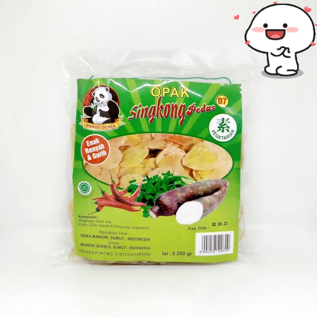 

MEMELASHOP KLF - Opak Singkong Pedas / Kerupuk Singkong Balado Mentah cap Panda Dunia Vegan Vegetarian HALAL / Krupuk kulit