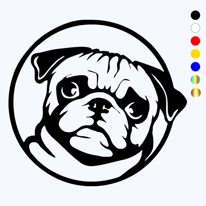 

CK2694# 15*14cm Pug funny car sticker vinyl decal car auto stickers for car bumper window car decorations