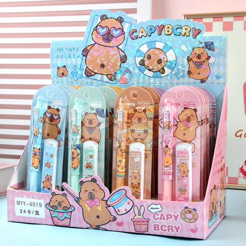 

4/24pcs Capybara 0.5mm Mechanical Pencil Set Stationery Refill Not Easy To Break Lead Automatic Pencil Wholesale Gifts