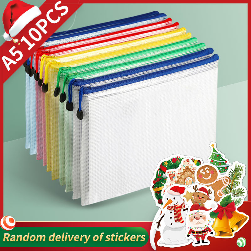 

Stickers A5 Mesh Zipper Bag, Document Storage Bag, Waterproof And Rip-Proof Folder, Student Office Mobile Supplies