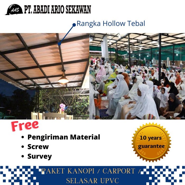 Paket Kanopi Atap UPVC Single Layer Doff | Carport Kanopi Dingin Mattaka Setara Alderon RS
