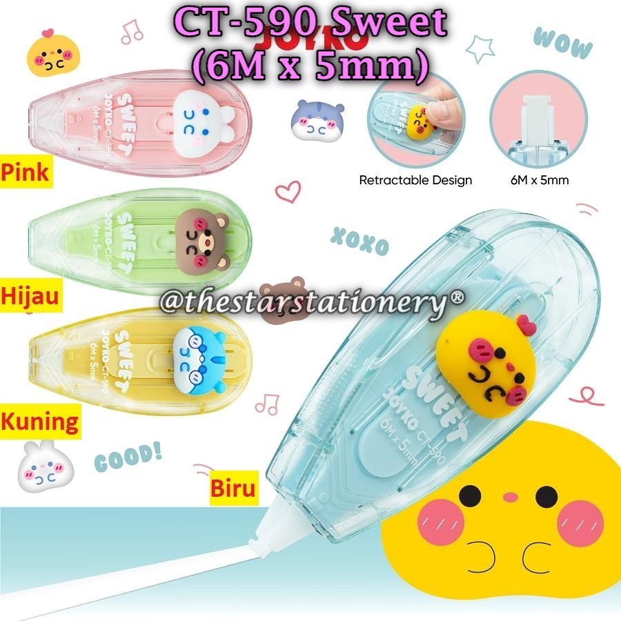 

(1 Biji) Correction Tape JOYKO CT-590 Sweet (6M x 5mm) / Pita Koreksi Joyko CT-590 Sweet (1 Biji)