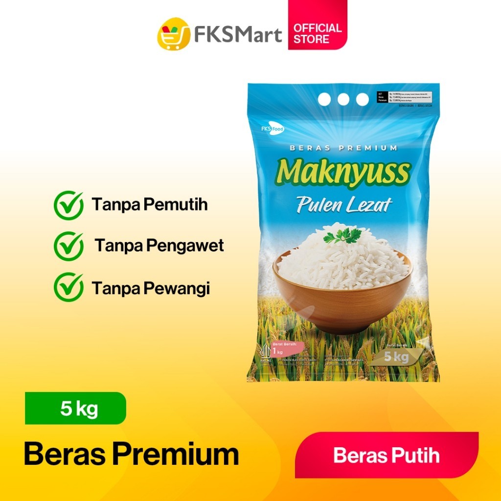 

Maknyuss Beras Premium 5 Kg Tanpa Pemutih