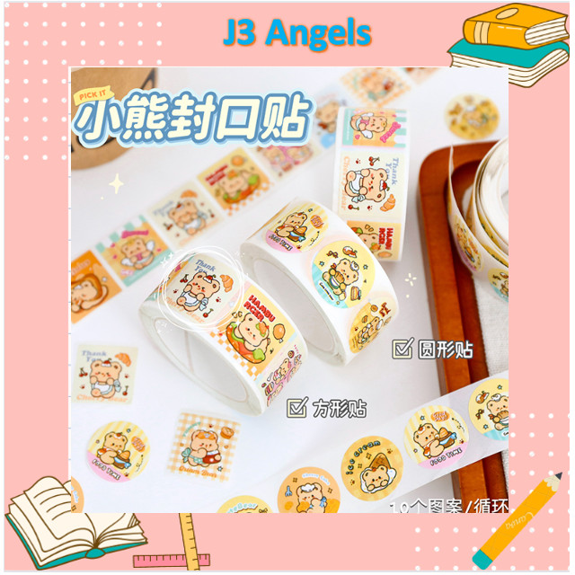 

J3 - Stiker roll butter bear panda isi 300 pcs Capybara