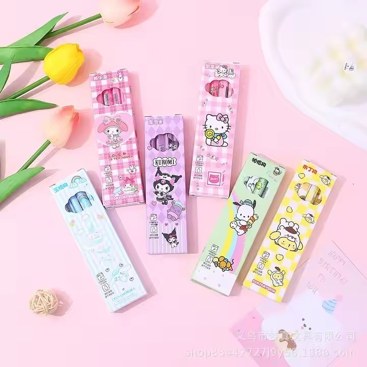 

MAOMAO Pena 4in1 Karakter Kartun Series Pulpen Mekanik 0.5mm isi 4pcs Pulpen Gel Warna Hitam Bolpoint