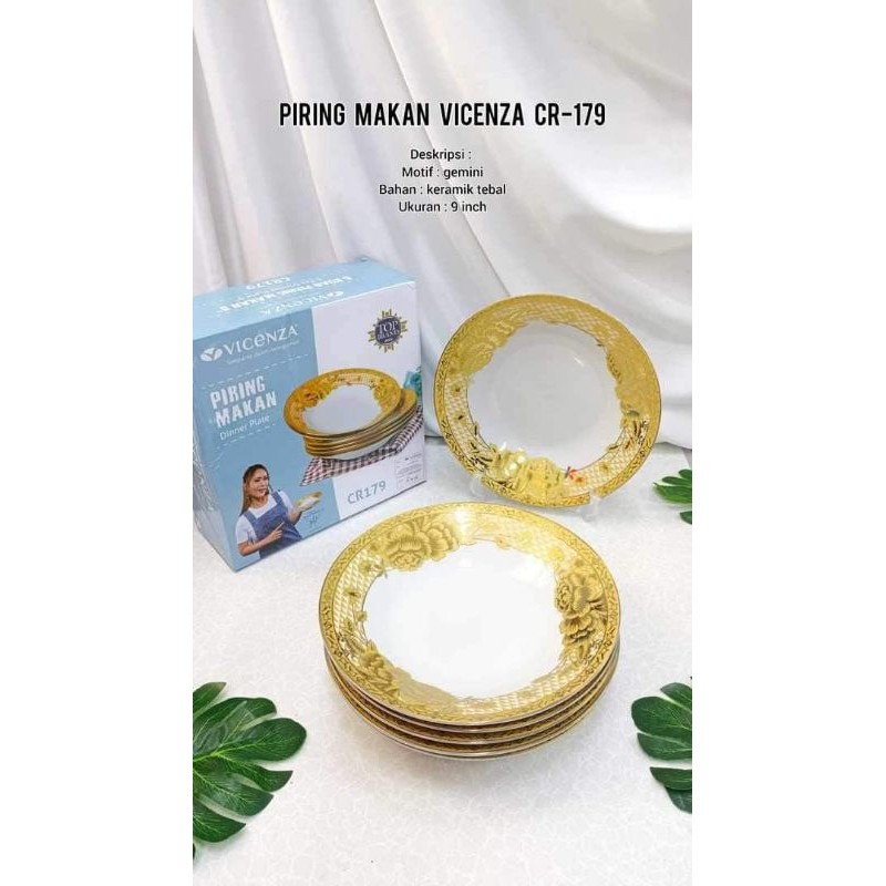 Piring Makan Keramik 9 inch Vicenza B179 (6pcs)