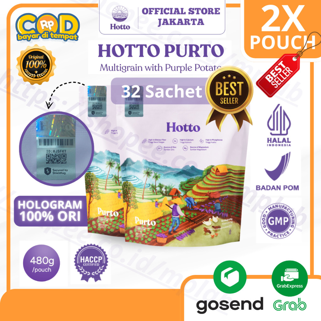 

FLASHSALE! Hotto Purto Multigrain Official Store Makanan Serat Tinggi Multigrain Halal 5 Sachet - 2 Pouch