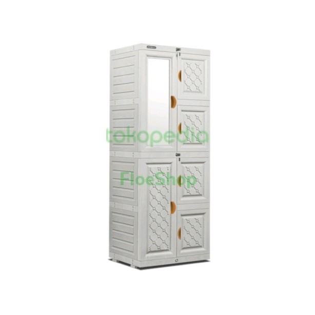 Lemari Pakaian Plastik Cabinet Napolly Napoli 4 Susun 6 Pintu+Cermin