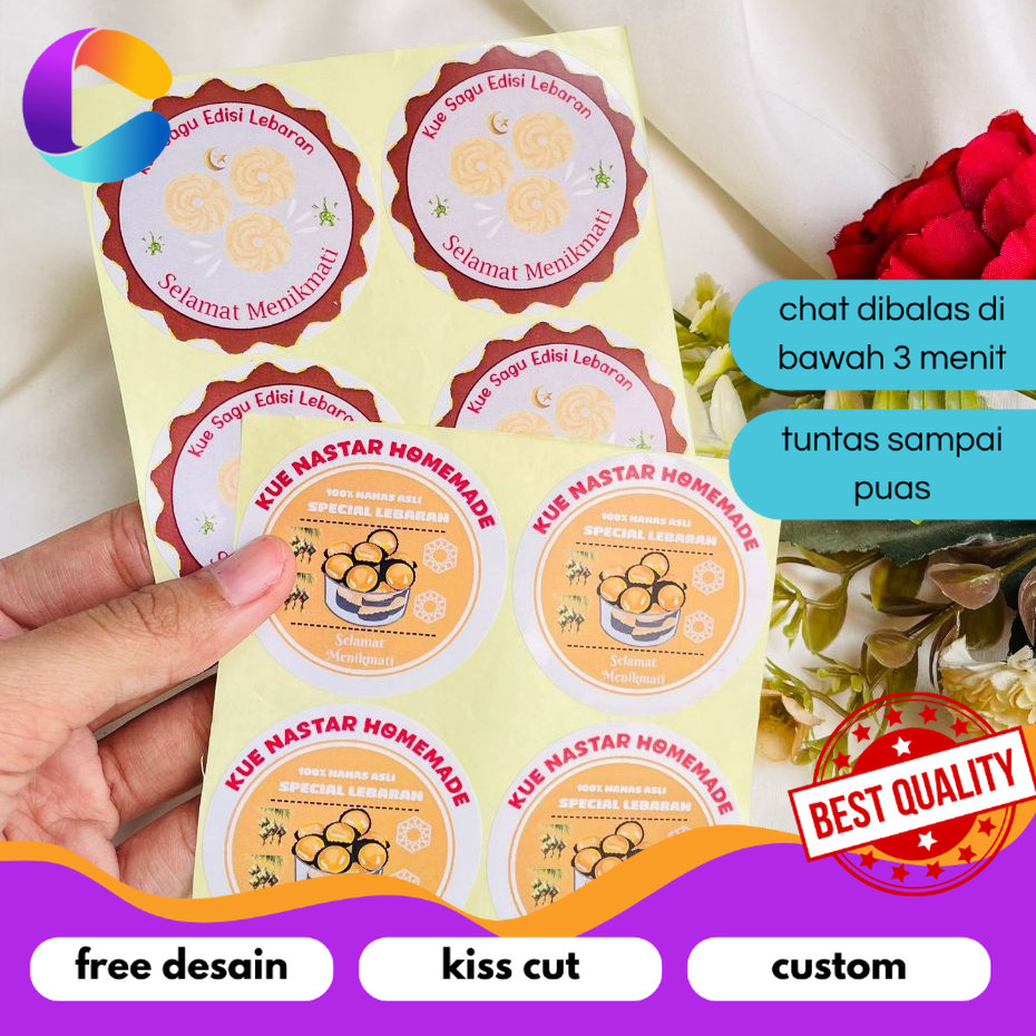 

Cetak INC 9-15 Label Sticker Cookies Lebaran Stiker Toples Kue Kering Idul Fitri Bulat Chromo Murah