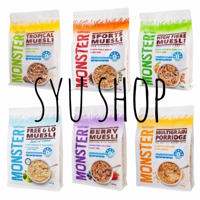 

Monster muesli high fibre tropical sports berry free & low porridge - High fibre
